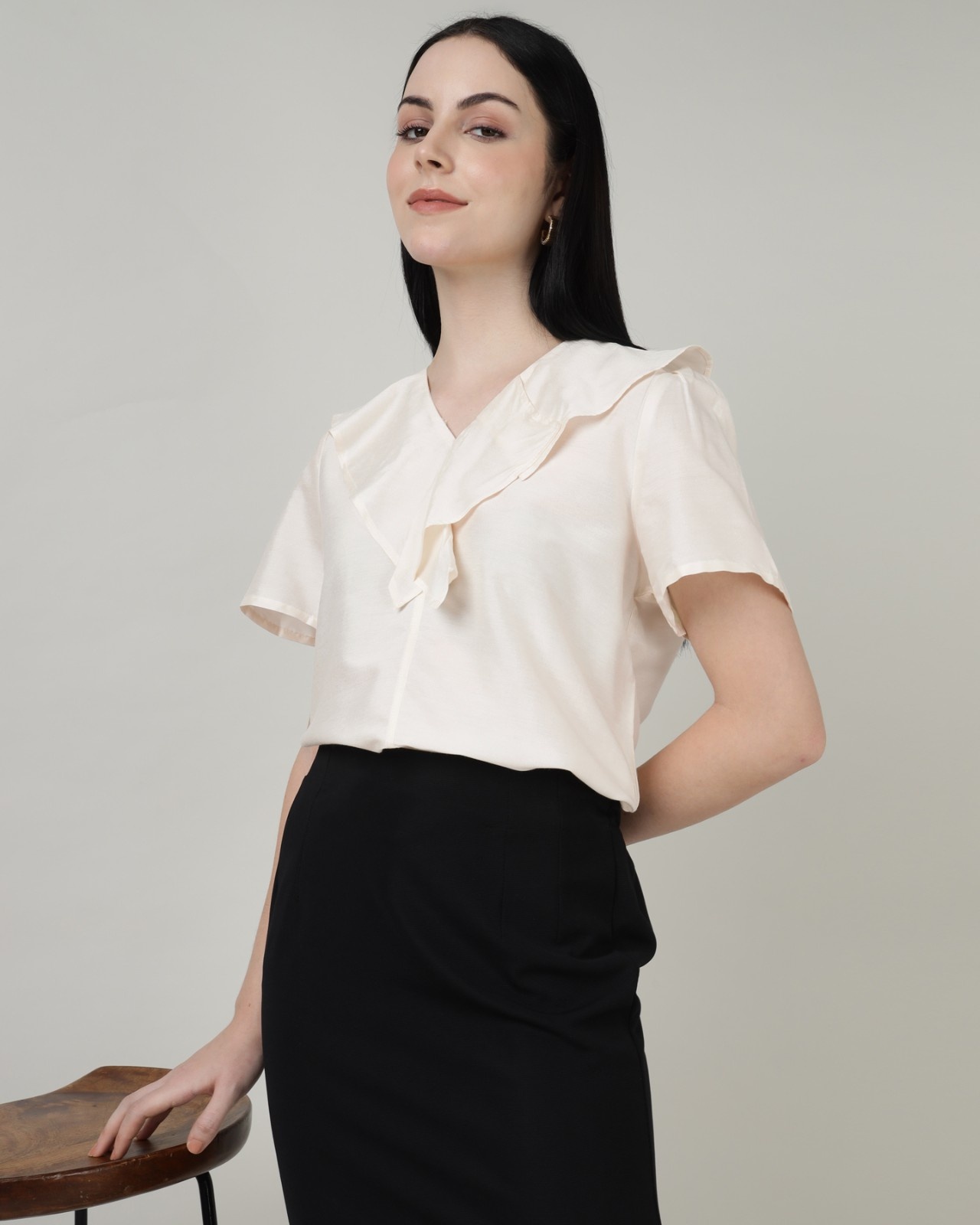 OFF WHITE CASCADE VNECK TOP